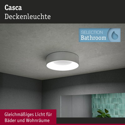 Casca Deckenleuchte in Weiß für Badezimmer und Wohnräume mit gleichmäßigem Licht
