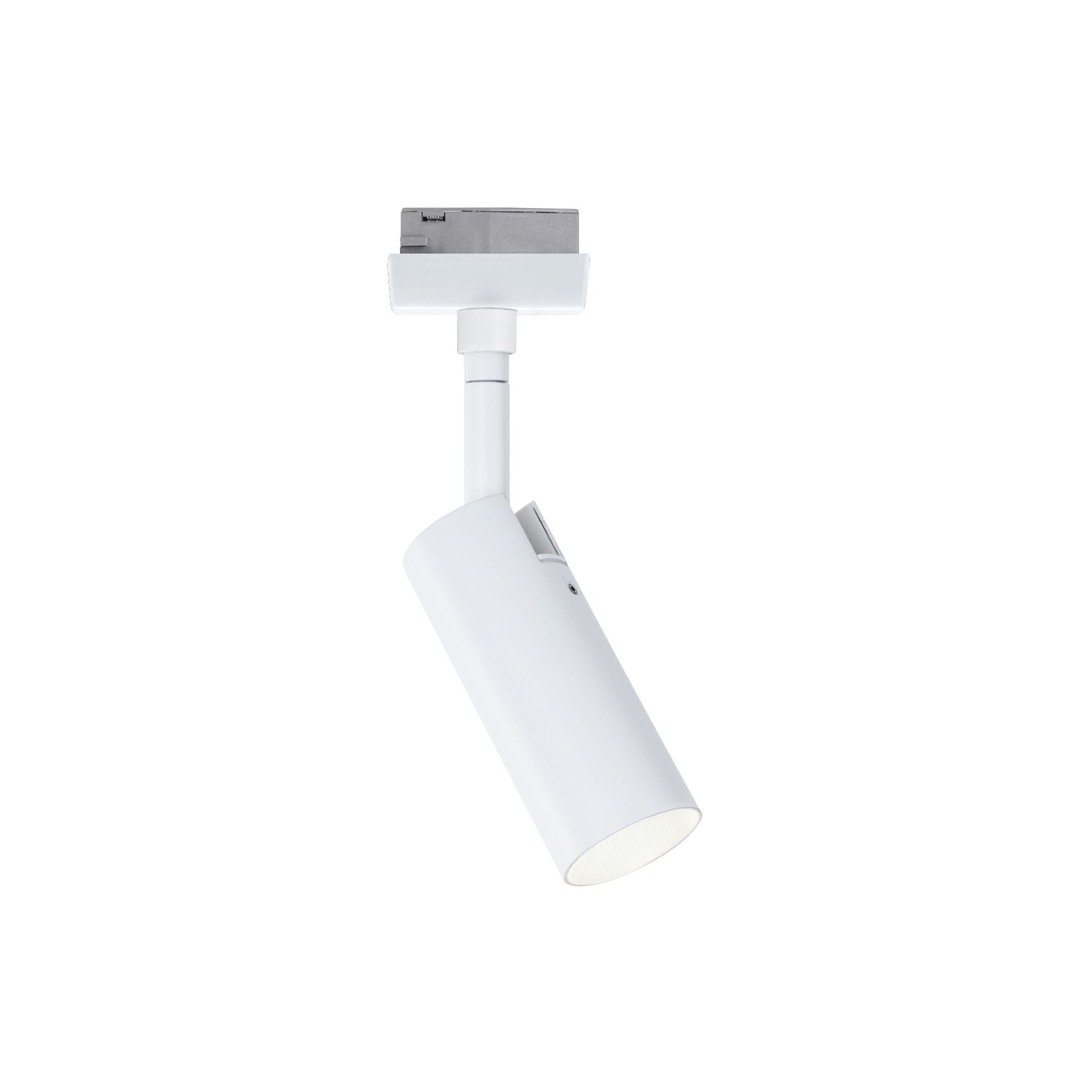 Modern white metal LED track spotlight, dimmable and adjustable for rail systems