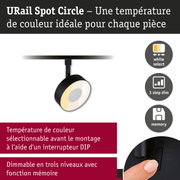 Spot URail Circle noir avec température de couleur réglable et fonction mémoire à 3 niveaux