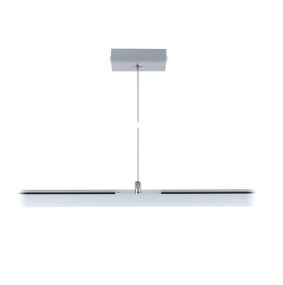 Modern silver aluminum ceiling mount with steel cable for LED pendant light, minimalist design
