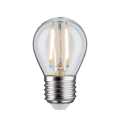 Klassische LED-Glühbirne mit transparentem Glas und silbernem Metallgewinde für energiesparende Beleuchtung