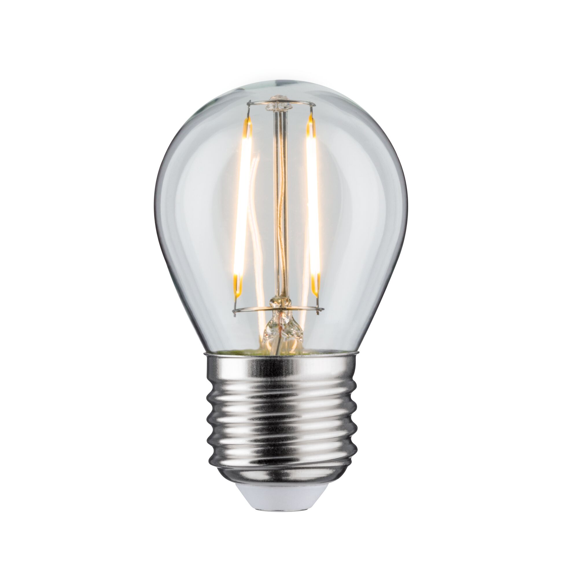 Filament 230V LED Tropfen E27 250lm 2,6W 2700K Klar Klassische LED-Glühbirne mit transparentem Glas und silbernem Metallgewinde für energiesparende Beleuchtung