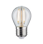 Classic LED light bulb with clear glass and silver metal base for energy-efficient lighting