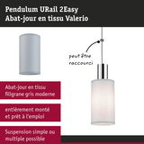 Abat-jour en tissu gris filigrane Valerio, montage complet, suspension simple ou multiple possible