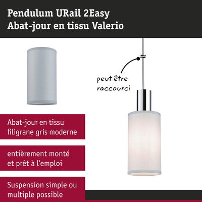 Abat-jour en tissu gris filigrane Valerio, montage complet, suspension simple ou multiple possible