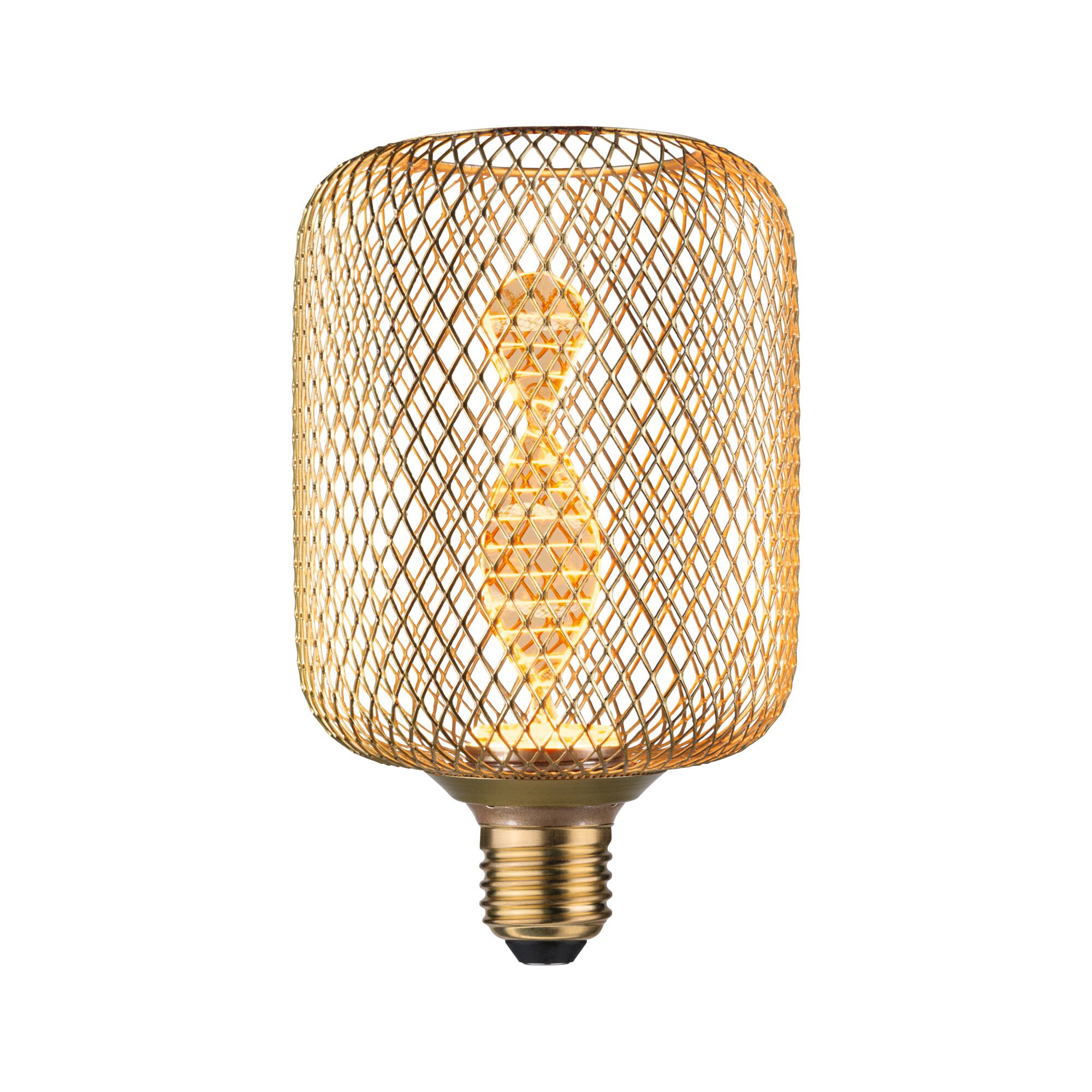 Metallic Glow Standard 230 V Ampoules LED Zyl E27 Helix 130lm 3,5W 1800K Laiton Ampoule LED dorée avec grillage décoratif et lumière chaude pour un éclairage intérieur élégant