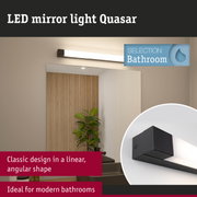 Black aluminium LED mirror light Quasar with linear design, perfect for modern bathroom lighting