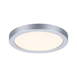 Plafonnier LED rond en aluminium argenté avec lumière blanc chaud pour intérieurs modernes