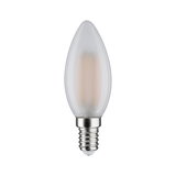 Ampoule LED bougie blanche mate avec culot E14 en verre et métal pour éclairage économique