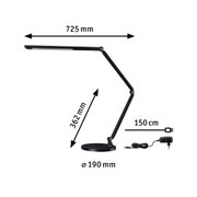 Schwarze LED-Schreibtischlampe mit verstellbarem Arm und 190 mm runder Basis, 150 cm Kabel.