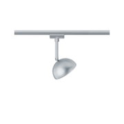 Silberne LED-Schienenleuchte aus Metall mit verstellbarem Spotkopf für moderne Innenbeleuchtung