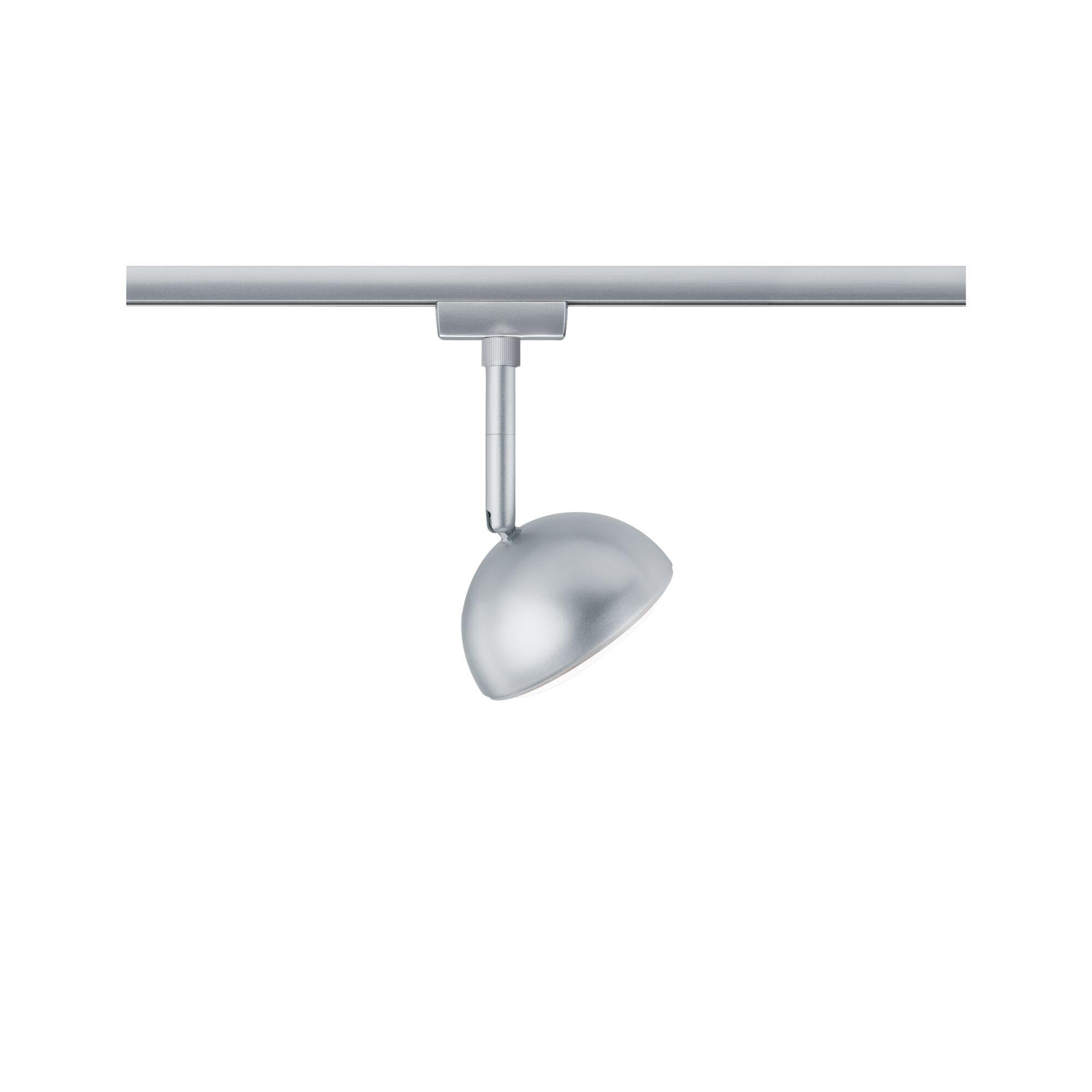 Silberne LED-Schienenleuchte aus Metall mit verstellbarem Spotkopf für moderne Innenbeleuchtung