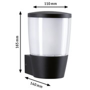 Schwarze Außenwandleuchte aus Kunststoff mit weißem Diffusor, Maße 165x140x110 mm, moderne LED-Beleuchtung