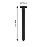Black metal rod 105 mm long and 23 mm diameter for lighting system components