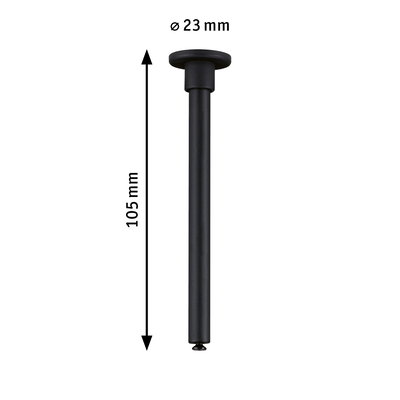 Black metal rod 105 mm long and 23 mm diameter for lighting system components