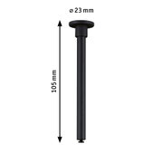 Black metal rod 105 mm long and 23 mm diameter for lighting system components