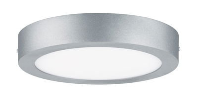 Plafonnier rond en métal argenté avec diffuseur blanc pour éclairage intérieur moderne