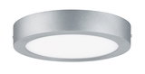Runde Deckenleuchte aus silbernem Metall mit weißem Diffusor für moderne Innenbeleuchtung