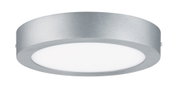 Runde Deckenleuchte aus silbernem Metall mit weißem Diffusor für moderne Innenbeleuchtung
