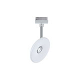 Modern white LED ceiling spotlight with round shape and chrome rod for accent lighting