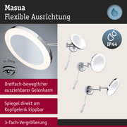 Wandmontierter Kosmetikspiegel mit LED-Beleuchtung und verchromtem Metallarm, IP44 Schutzklasse