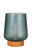 Pauleen Lampe à poser Sparkling Glamour E27 2700K 40lm 0,8W turquoise Abat-jour décoratif en verre vert avec motif sur socle en bois, accessoire moderne pour la maison