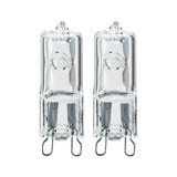 Two clear glass G9 halogen bulbs for energy-efficient lighting solutions