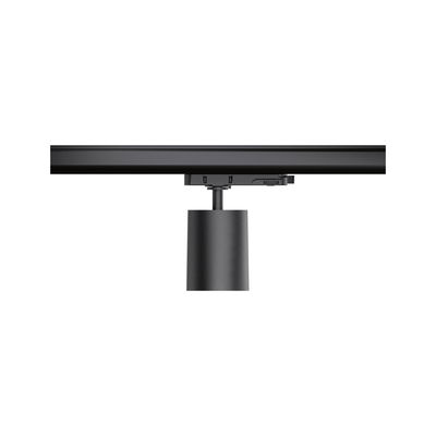 Black metal LED spotlight on track system for flexible indoor lighting solutions