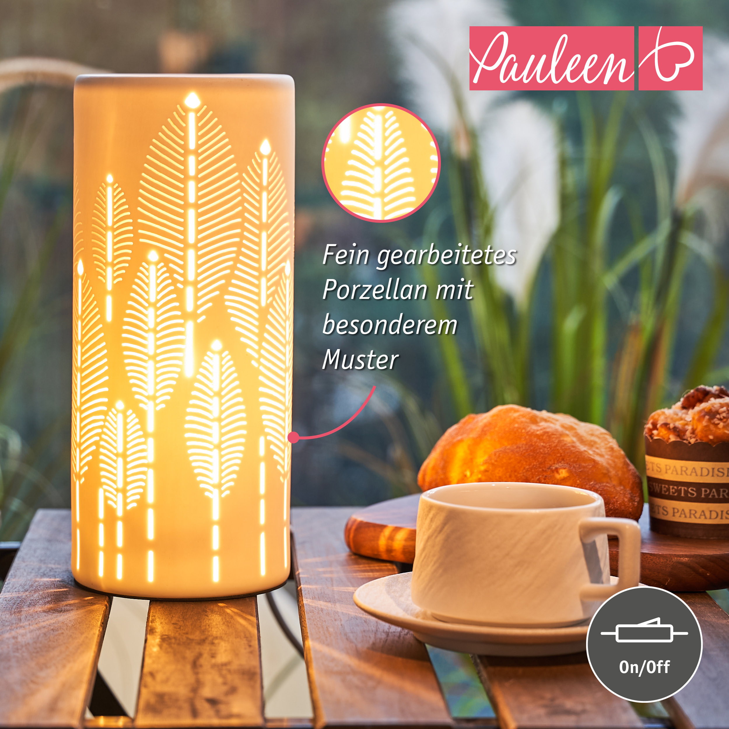 Paulmann Pauleen Tischleuchte Warm Sunkiss E14 max. 20W Weiß matt