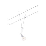 Modern silver cable spotlight with clear glass and LED light for flexible room lighting solutions