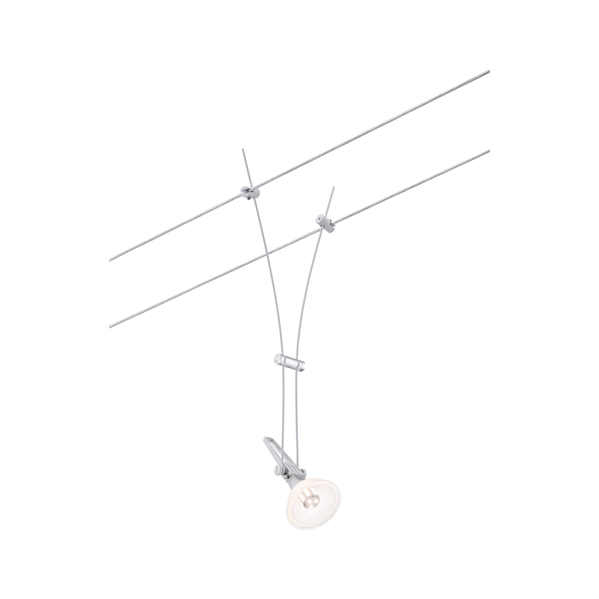 Spot sur câble moderne argenté avec verre transparent et lumière LED pour un éclairage flexible