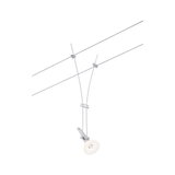 Spot sur câble moderne argenté avec verre transparent et lumière LED pour un éclairage flexible