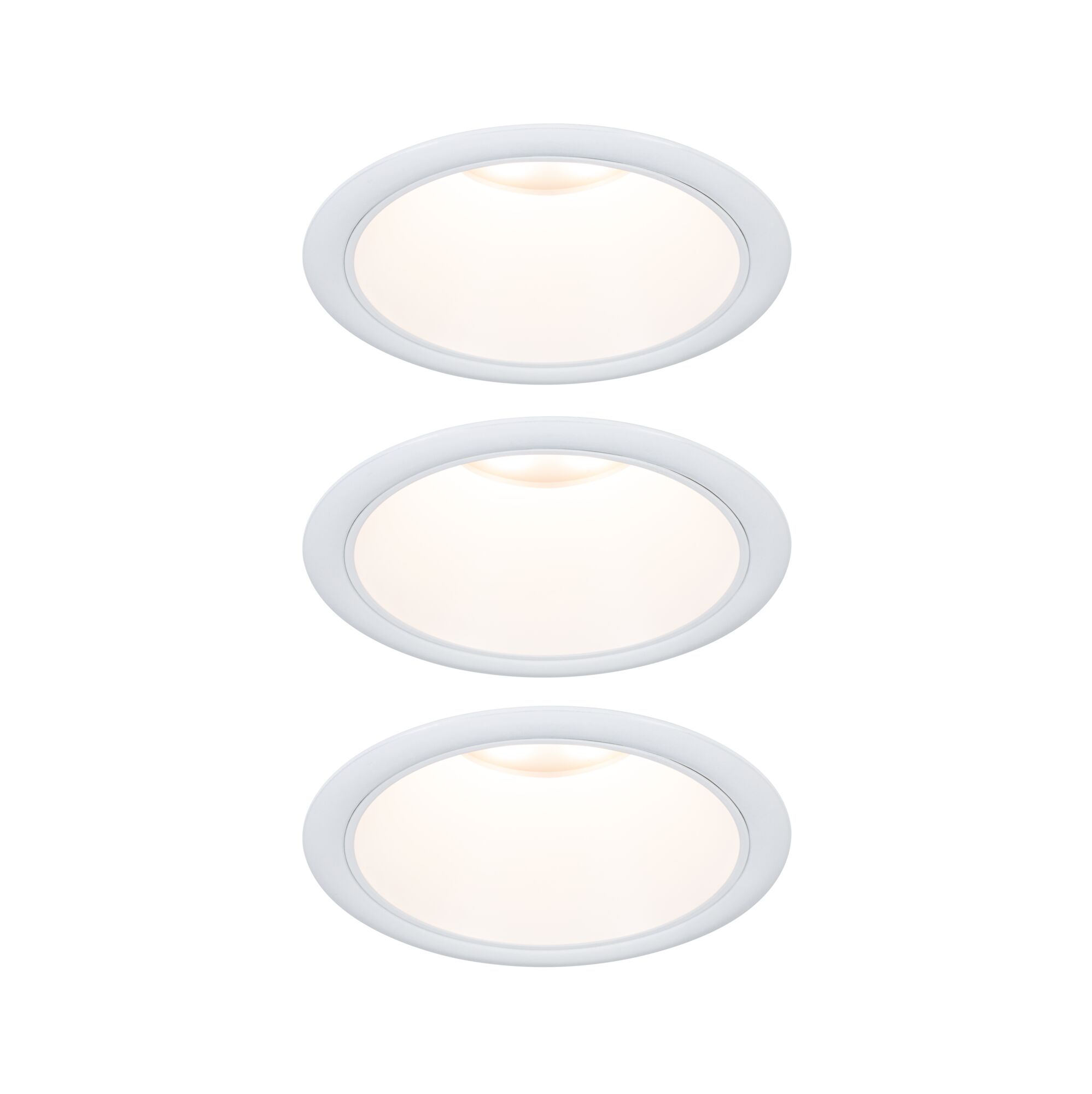 LED Einbauleuchte 3-Step-Dim Cole Coin 3er-Set IP44 rund 88mm Coin 3x6W 3x470lm 230V dimmbar 2700K Weiß Drei weiße LED-Einbaustrahler mit warmweißem Licht für moderne Wohnraumbeleuchtung