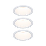 Three white LED recessed lights with warm white glow for modern home lighting