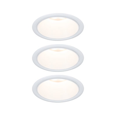 Trois spots encastrés LED blancs avec lumière blanc chaud pour éclairage intérieur moderne