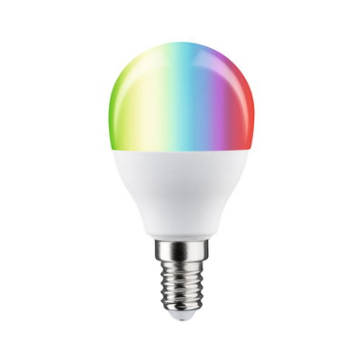 LED bulb with E14 base and multicolor plastic top for smart home lighting solutions