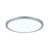 Round LED ceiling light with silver aluminum frame and white diffuser for modern lighting