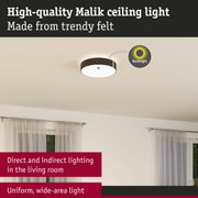 Malik ceiling light made of trendy dark grey felt with direct and indirect lighting for living rooms