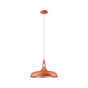 Lampa wisząca z metalu w kolorze pomarańczowym z srebrnym wnętrzem, nowoczesna lampa sufitowa