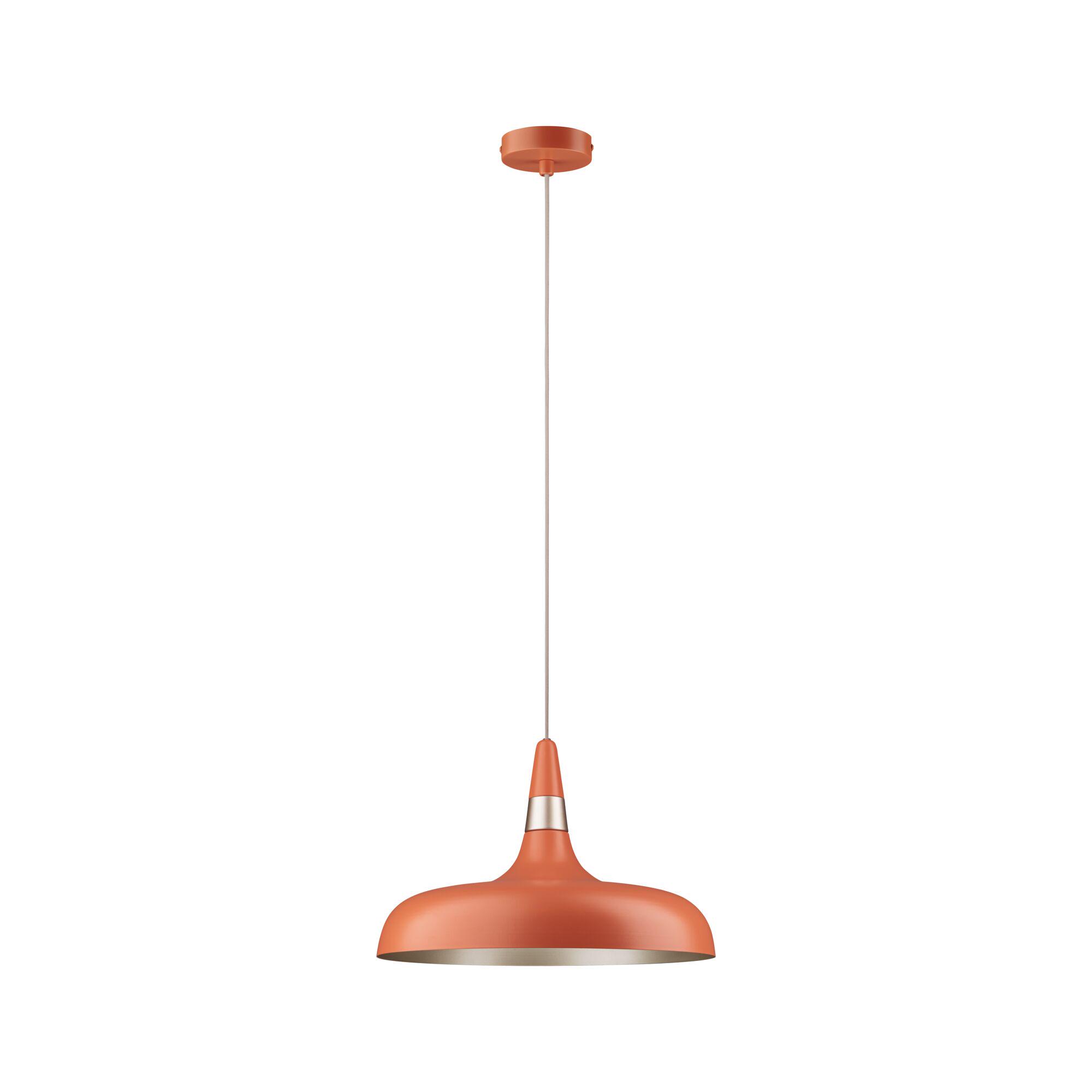 Lampa wisząca z metalu w kolorze pomarańczowym z srebrnym wnętrzem, nowoczesna lampa sufitowa