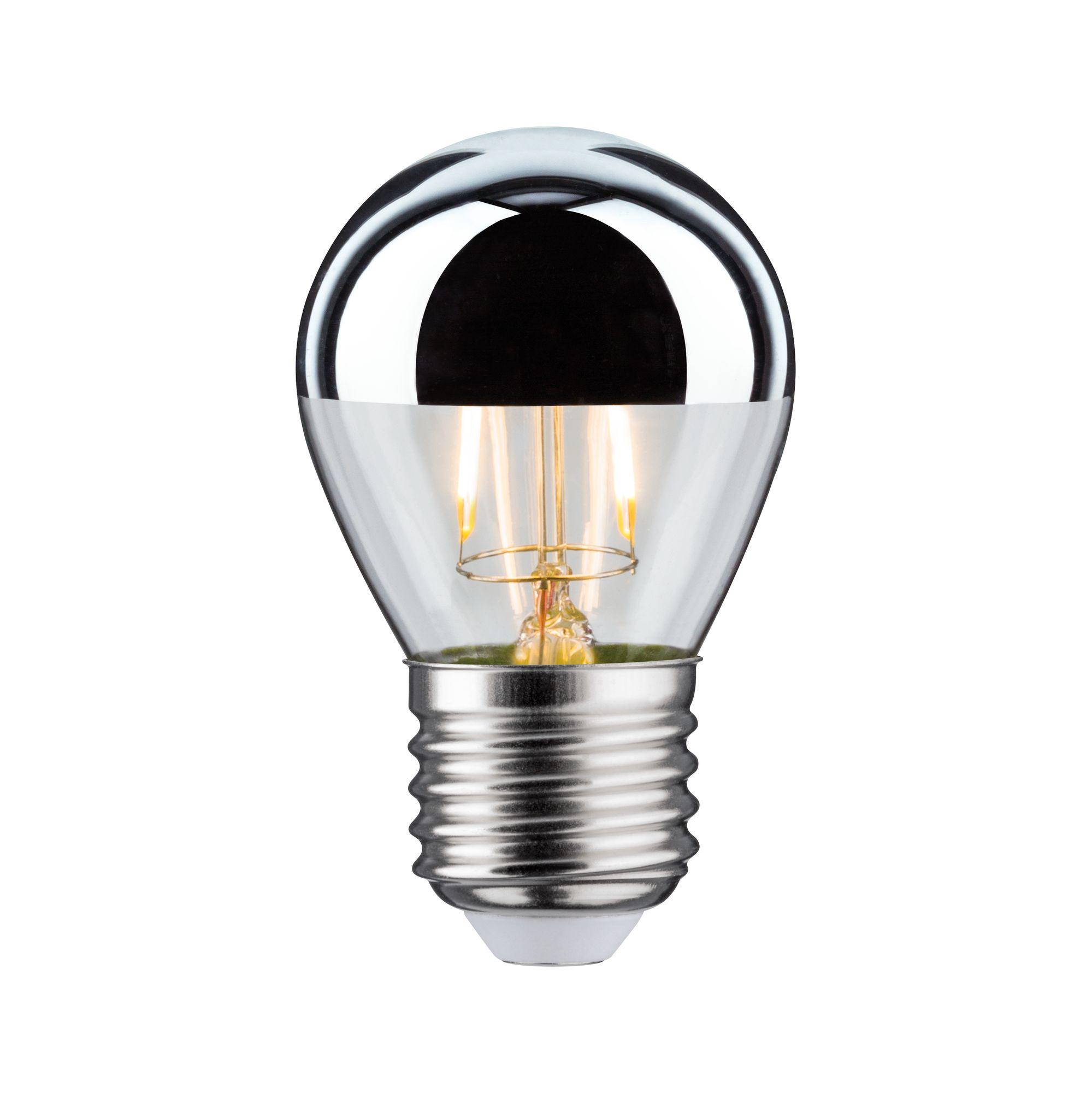 LED-pære med sølv spejlkappe og klart glas til energieffektiv belysning