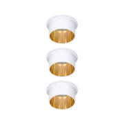 Modern white metal ceiling spotlight with gold interior ring for stylish LED lighting