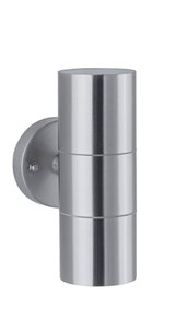 Moderner Edelstahl-Wandleuchter in Silber mit zylindrischem Design für Außenbeleuchtung