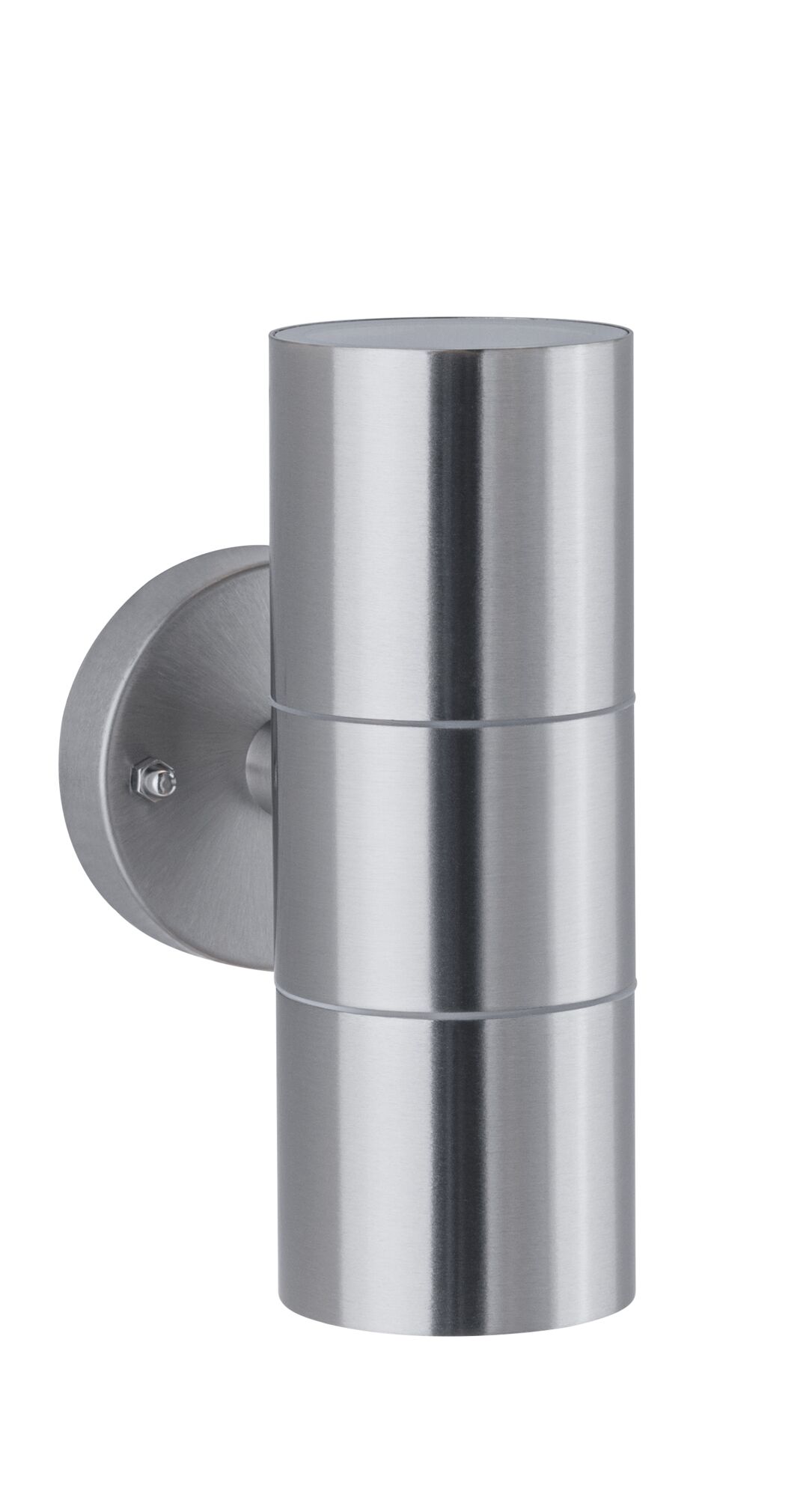 Moderne væglampe i rustfrit stål i sølv med cylindrisk design til udendørsbelysning