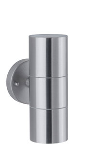 Moderner Edelstahl-Wandleuchter in Silber mit zylindrischem Design für Außenbeleuchtung