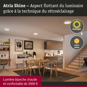 Luminaires LED Atria Shine modernes avec rétroéclairage blanc chaud dans une salle à manger confortable