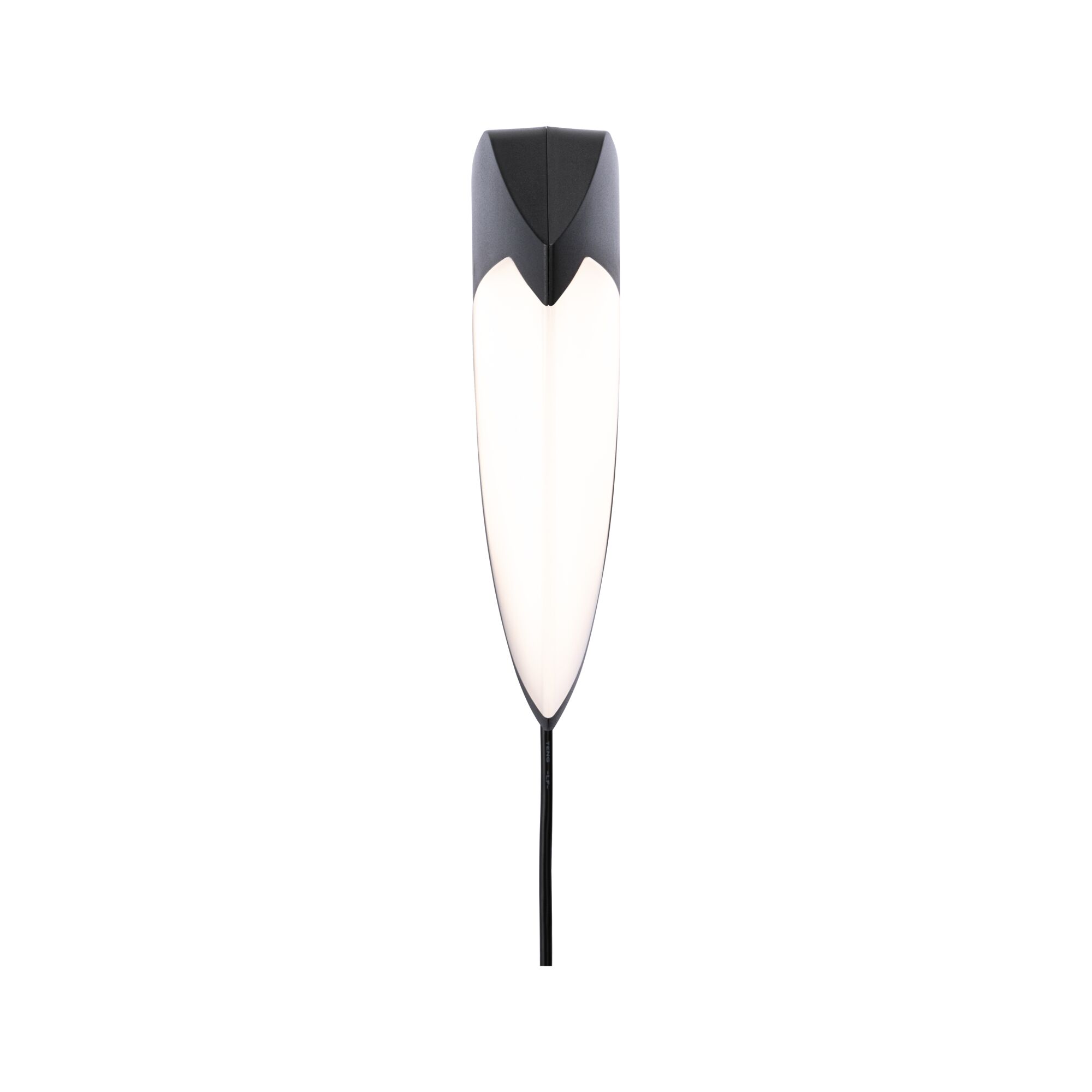 Black LED wall light with white panel and modern design for indoor lighting solutions.