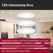 Witte LED-inbouwlamp Nova met GU10-fitting en 75 mm inbouwdiepte voor directe 230V aansluiting