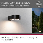 Schwarze LED-Außenwandleuchte aus Metall mit energiesparender Technik und austauschbarem LED-Modul