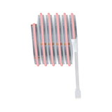 Flexible LED strip with red light and white connector cable for decorative lighting effects